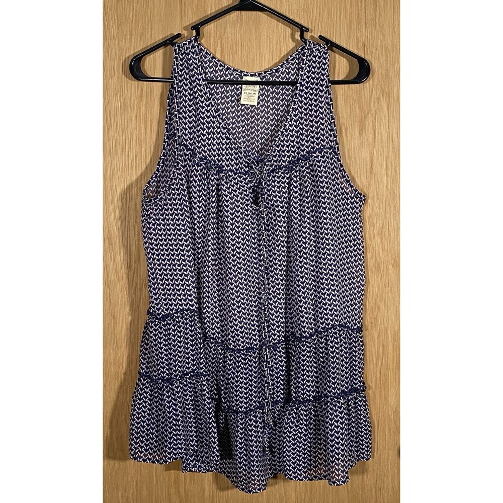 Women's XL Sheer Top Tiered Ruffle Sleeveless Romantic Boho Cottage Flowy Beachy